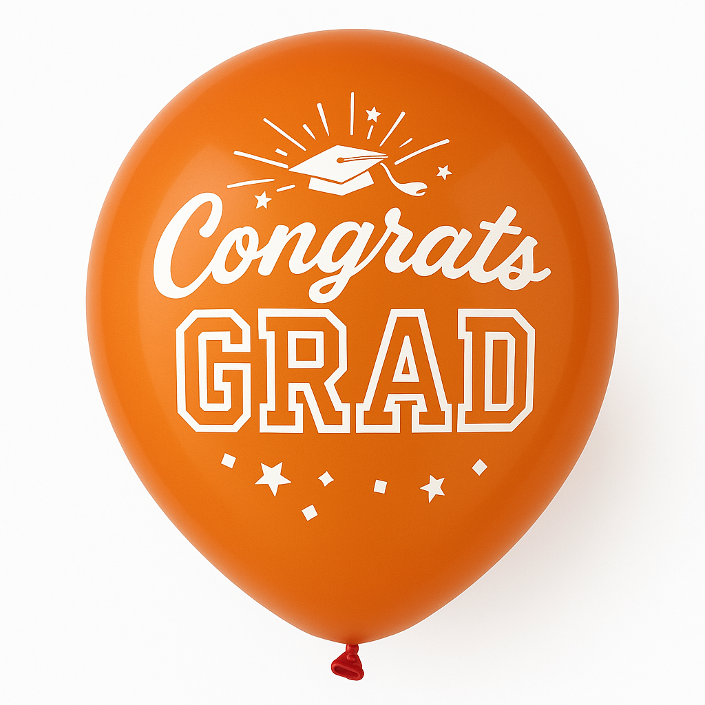 Congrats Grad Orange Latex Balloons, 12-Inch, 15-Pack