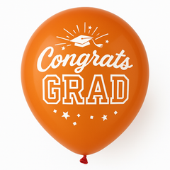 Congrats Grad Orange Latex Balloons, 12-Inch, 15-Pack