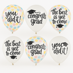 "Congrats Grad" Confetti Latex Balloons, 12-Inch, 6-Pack