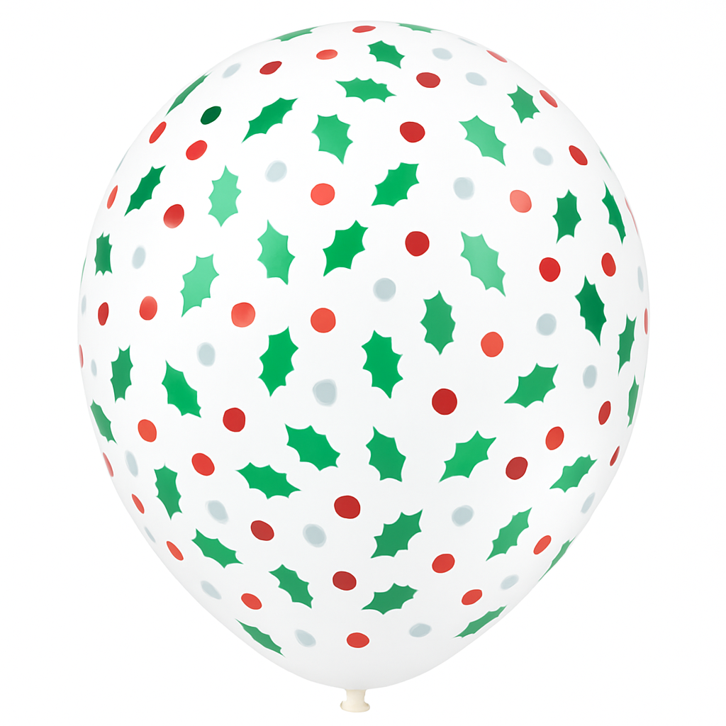Holly Berry Christmas Latex Balloons - 12" (6 Pack)