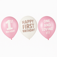 Baby's First Birthday Latex Balloons - 12", 6-Pack