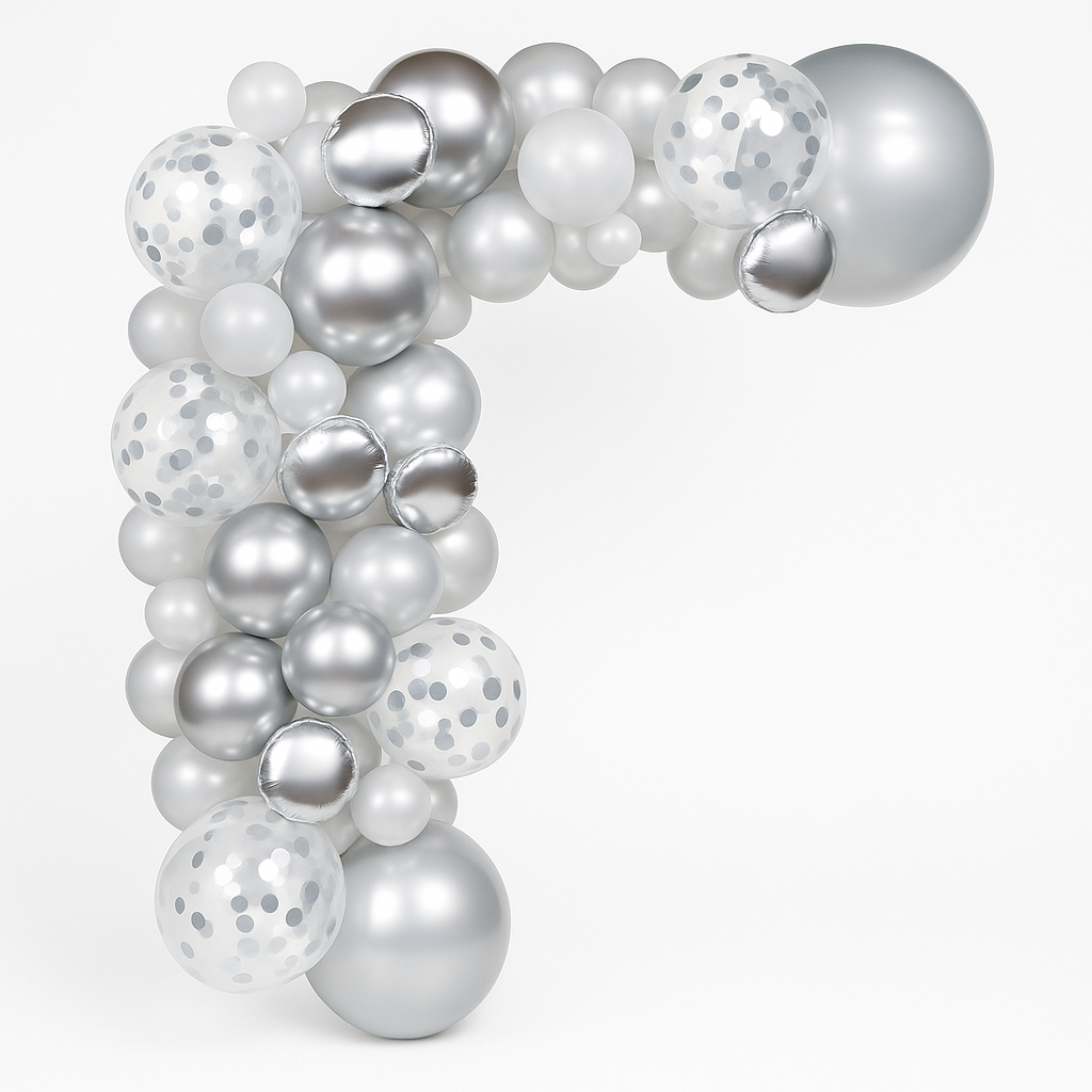 Silver Confetti Latex Balloon Garland Kit for Parties