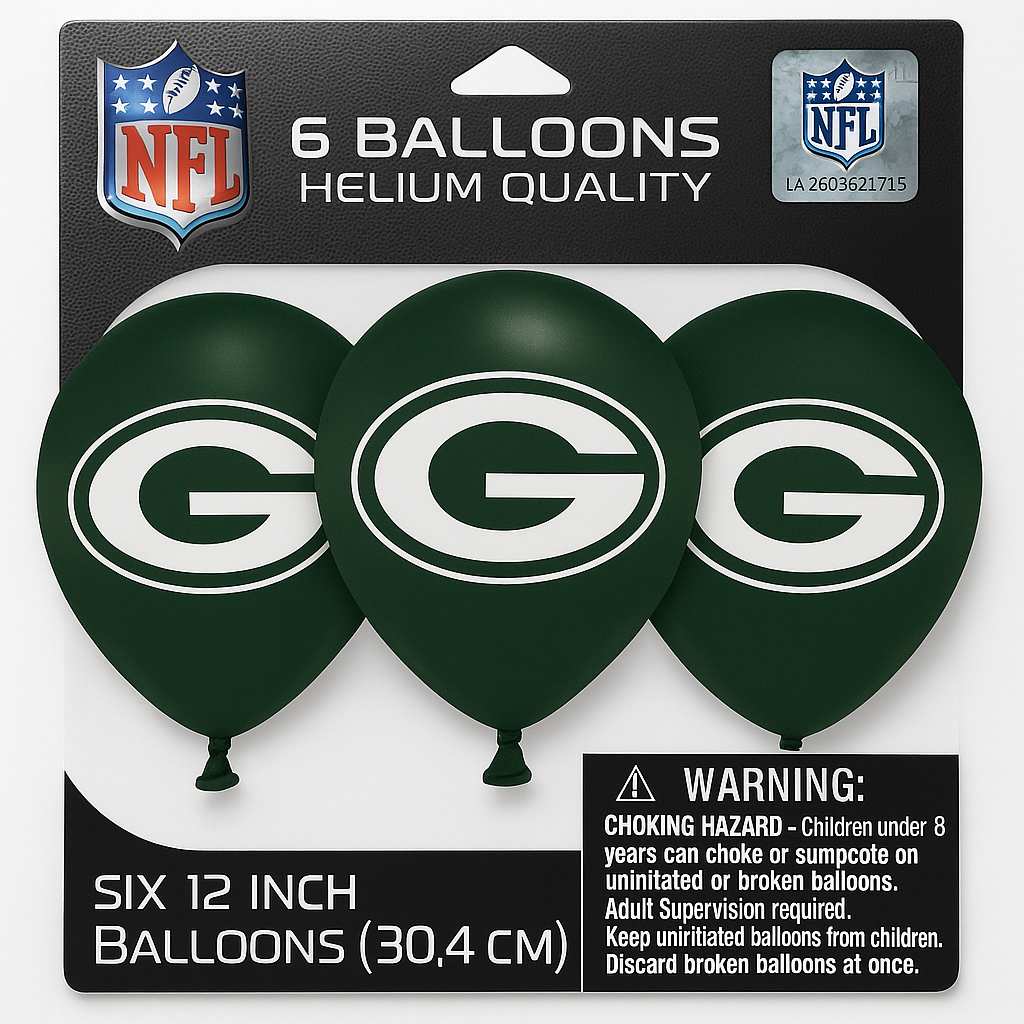 Green Bay Packers 12" Printed Latex Balloons