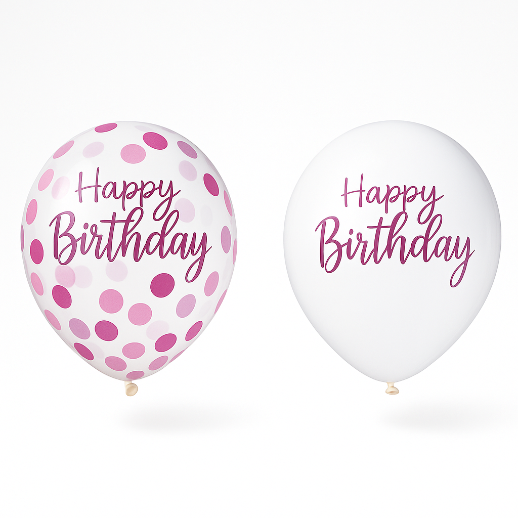 Sparkle Confetti "Happy Birthday" Latex Balloons, 12-Inch, 6-Pack