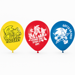 Sonic the Hedgehog Latex Balloons, 12-Inch, 6-Pack for Kids Birthday