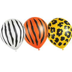12" Jungle Safari Latex Animal Print Balloons