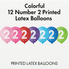 Colorful 12" Number 2 Printed Latex Balloons