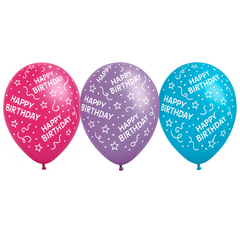 Colorful Assorted 12" Happy Birthday Latex Balloons