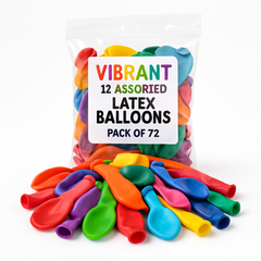 Vibrant 12" Assorted Latex Balloons - Pack of 72