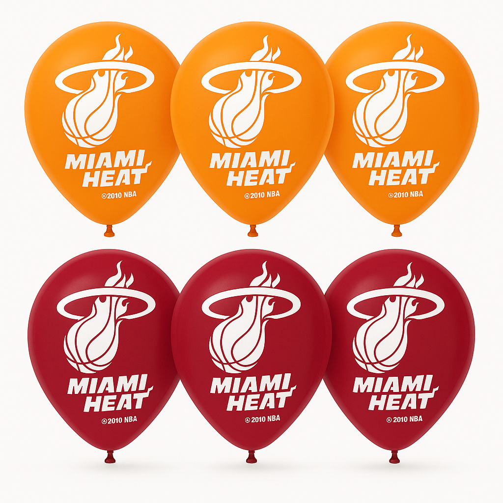 Miami Heat 12-Inch Latex Balloons - 6 Pack