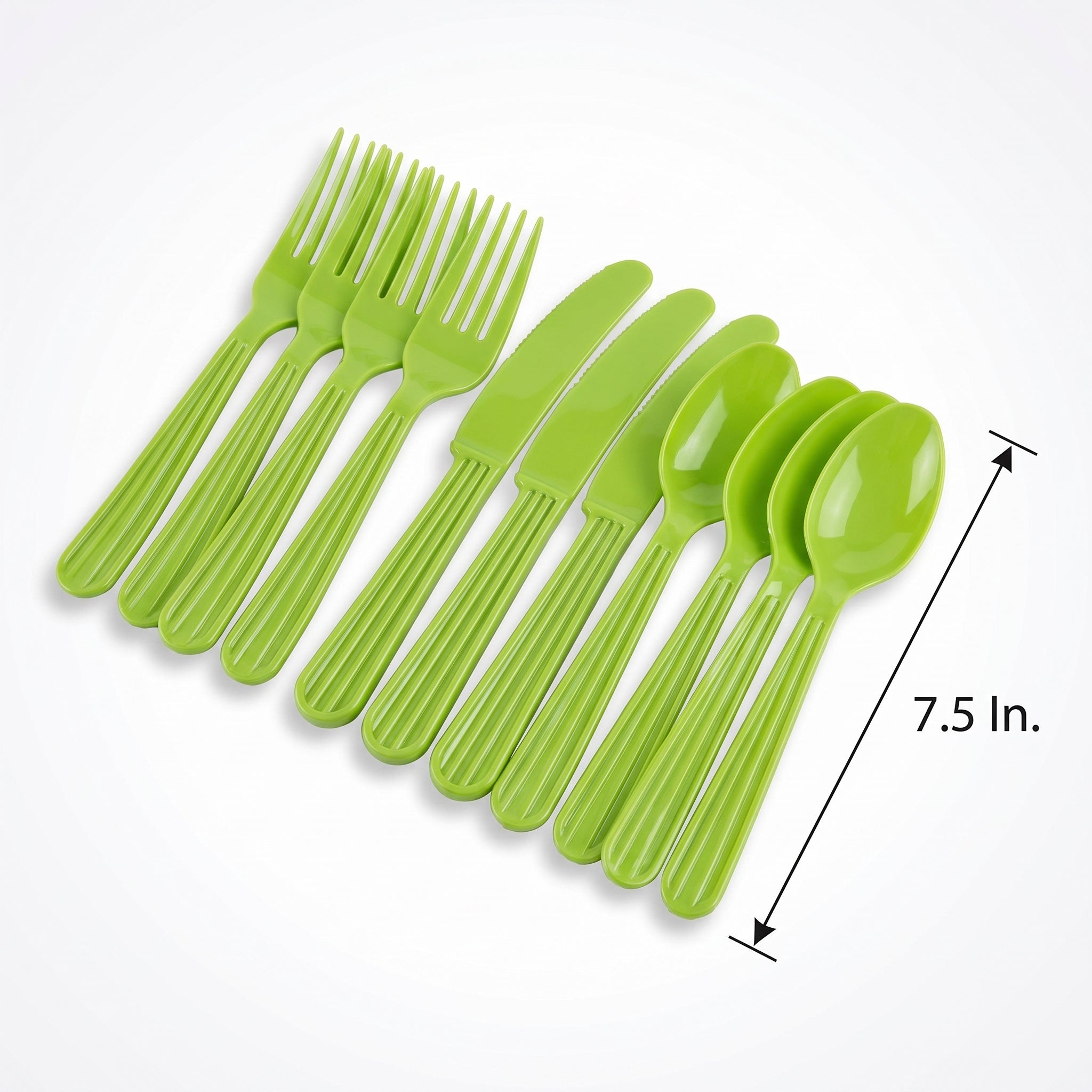 Kiwi Green Assorted Plastic Cutlery Set - 24 Pieces - 7.5 in.