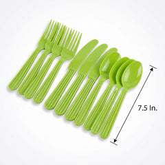 Kiwi Green Assorted Plastic Cutlery Set - 24 Pieces - 7.5 in.