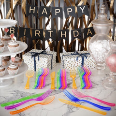 Unleashed - Heavy Duty Neon Plastic Forks - 60 Ct.