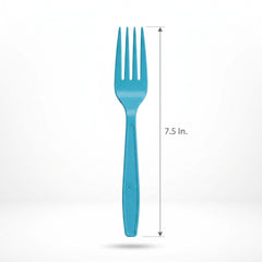 Heavy Duty Caribbean Blue Plastic Forks - 7.5 in. | 50 Pack