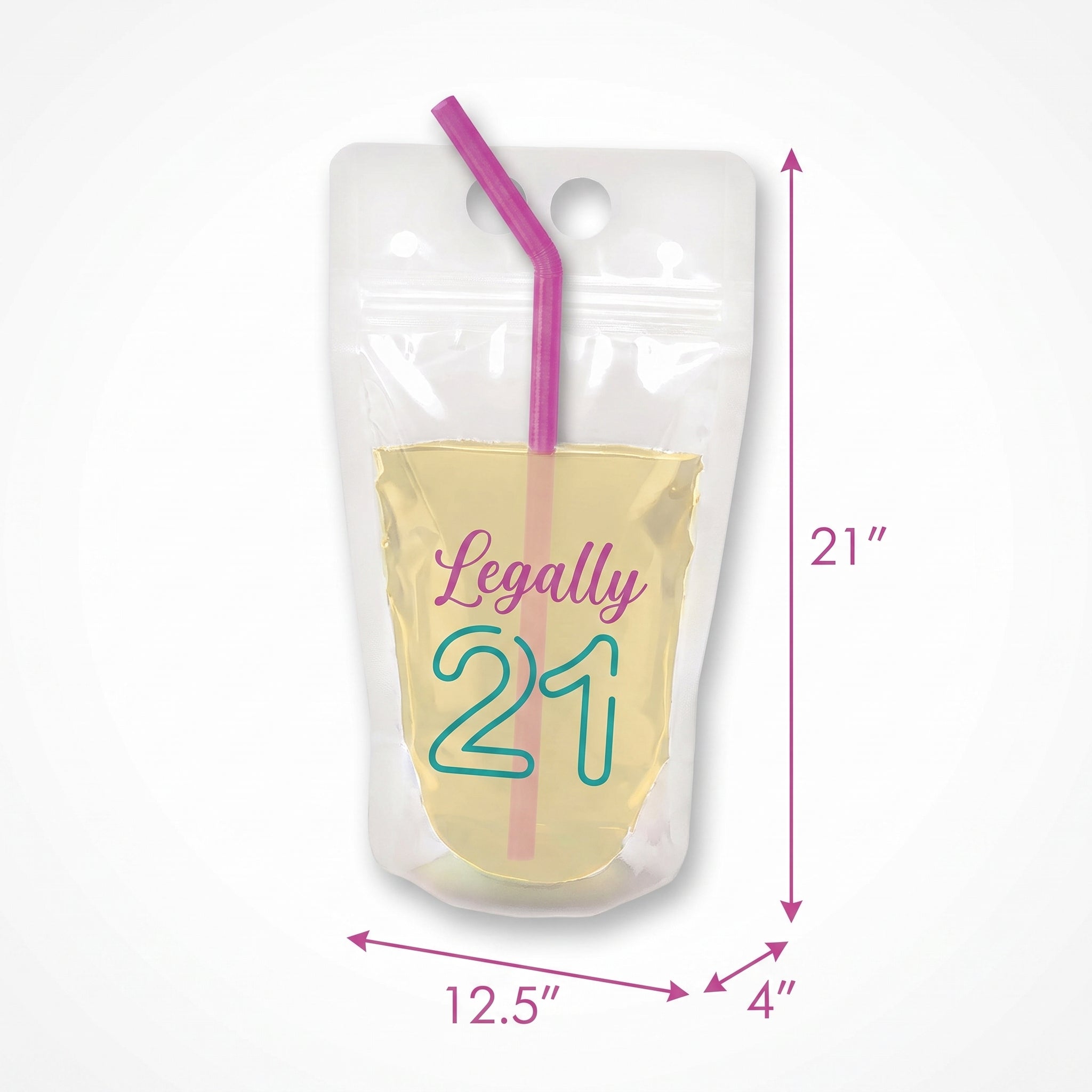 "Finally 21" Party Pouches with Straws