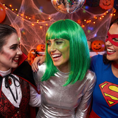 Festive Green Long Bob Wig - Costume Accessory