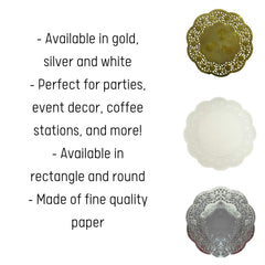 12 In. Round Gold Foil Doilies | 6 Count