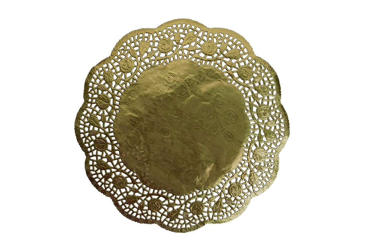 12 In. Round Gold Foil Doilies | 6 Count