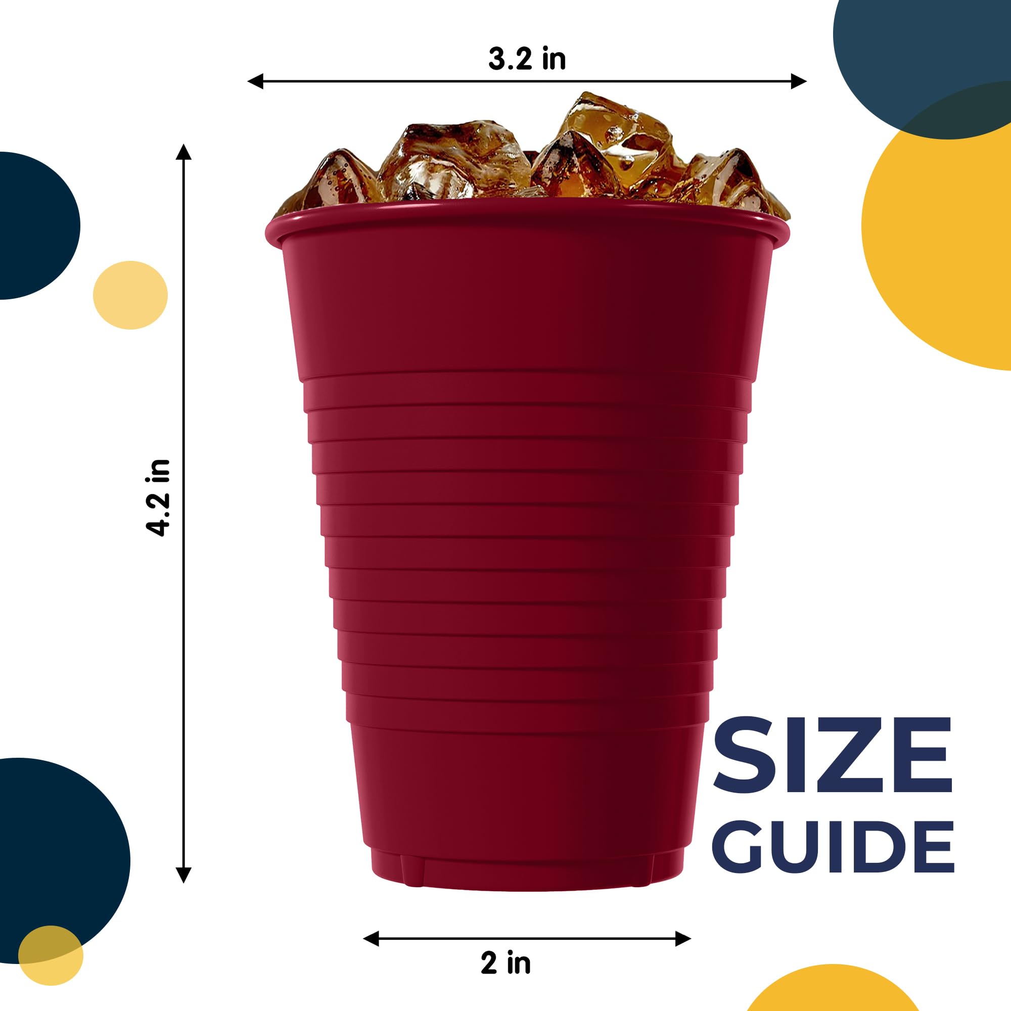 12 Oz. Burgundy Plastic Cups | 100 Count