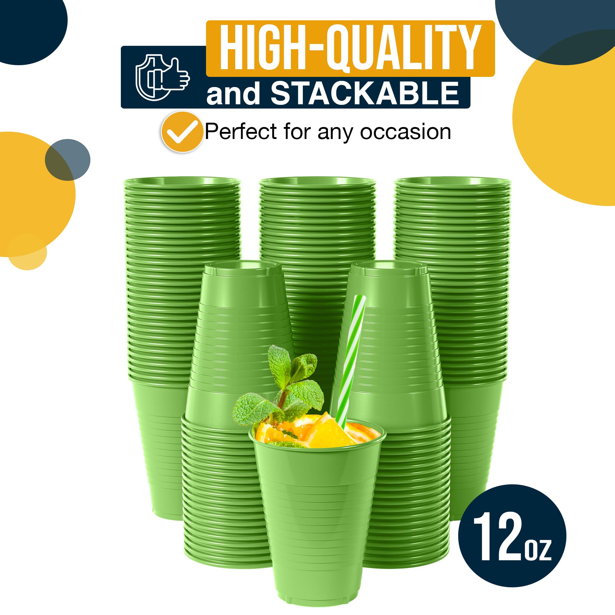 12 Oz. Lime Green Plastic Cups | Case of 600