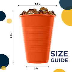 12 Oz. Orange Plastic Cups | 100 Count