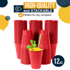 12 Oz. Red Plastic Cups | 50 Count
