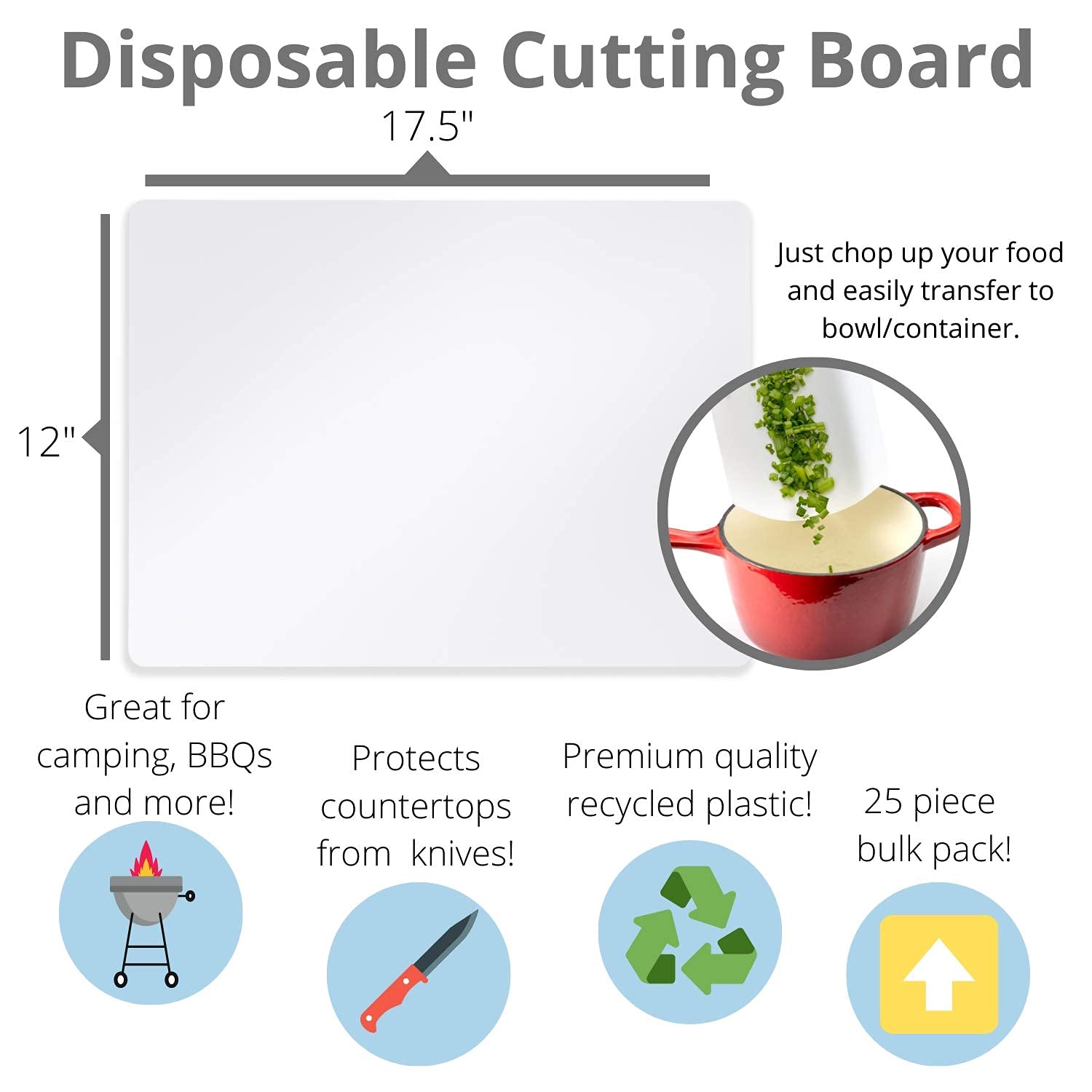 12 In. X 17.5 In. Premium Quality Disposable Cutting Board | 25 Count