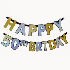 Celebratory Sparkling Prismatic 50th Birthday Banner
