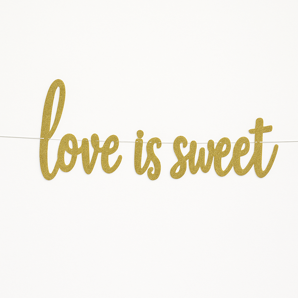 Gold Glitter "Love Is Sweet" Banner for Weddings & Engagements