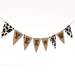 Yeehaw Western Burlap Pennant Banner