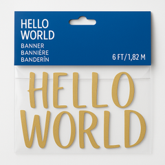 Blue & Gold "Hello World" Baby Shower Banner Kit