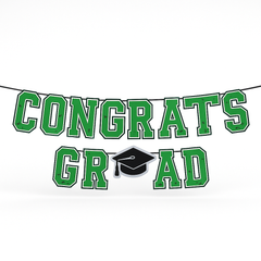 "Congrats Grad" Green Cardstock Letter Banner