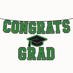 "Congrats Grad" Blue Cardstock Letter Banner