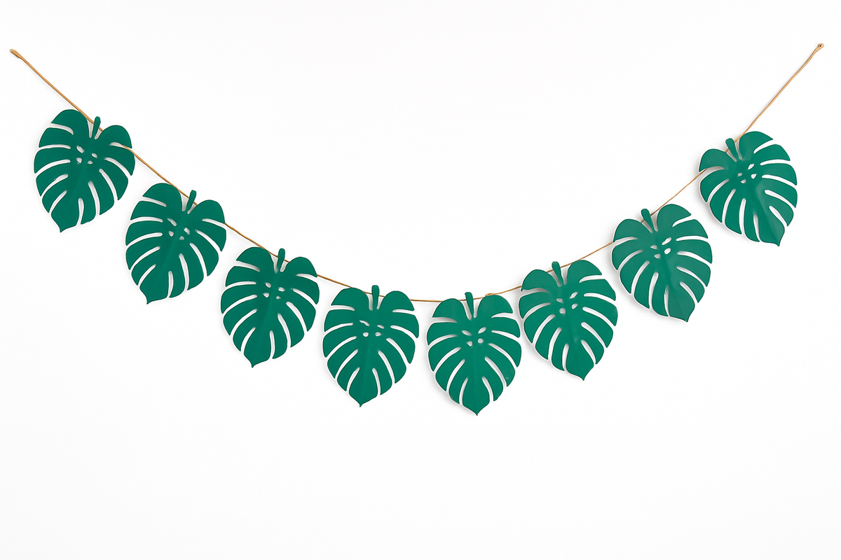 Tropical Palm Leaf Garland Banner, 18 ft - Perfect for Summer Parties