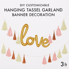 DIY Rose Gold & Pink Tassel Garland Banner Decoration