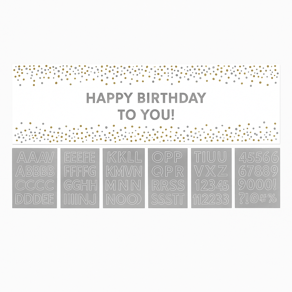 Customizable Gold & Silver Confetti Dot Banner