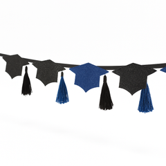Blue Grad Cap Tassel Banner for Graduation Celebrations