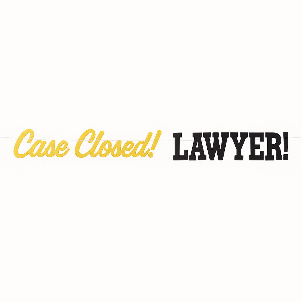 "Case Closed!" Law School Graduation Banner
