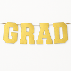 Gold "GRAD" Oversized Collegiate Letter Banner