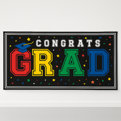 Congrats Grad Large Multicolor Horizontal Banner
