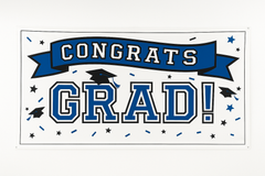 Congrats Grad Large Horizontal Banner - Blue & Black Theme