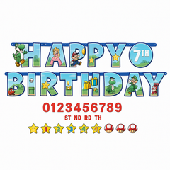 Nintendo Super Mario Bros Customizable Birthday Banner