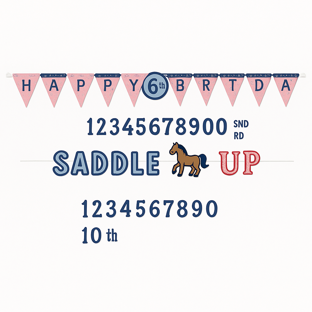 Saddle Up Personalized Jumbo Letter Birthday Banner Kit