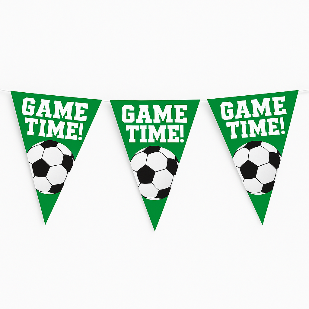 "Game Time!" Soccer Pennant Banner - 12ft Sports Party Decoration