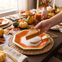 Premium Orange Octagonal Paper Plates | 10"