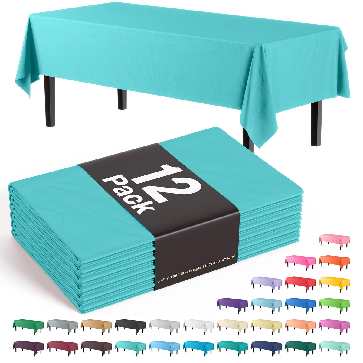 Premium Aqua Blue Table Covers | 12 Pack