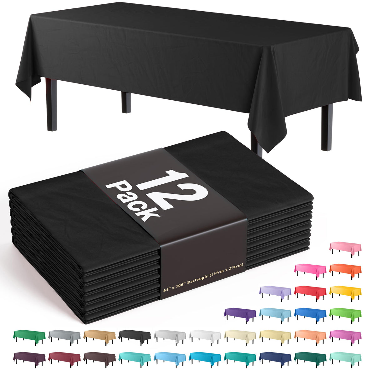 Black Table Covers | 12 Pack