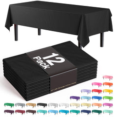 Premium Black Plastic Table Covers | 12 Count