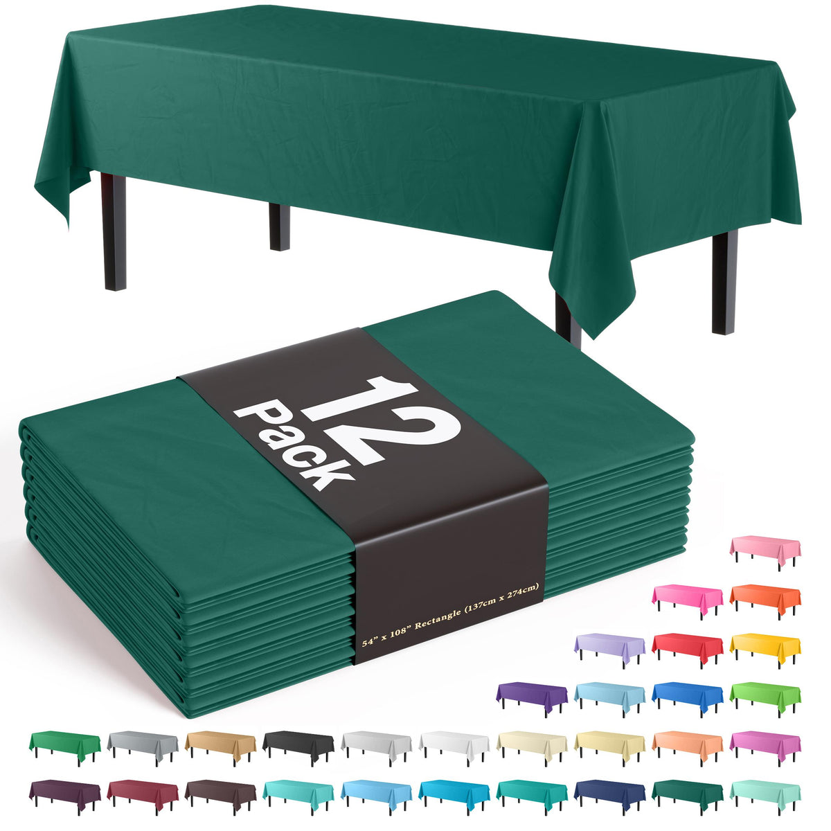 Premium Dark Green Table Covers | 12 Pack