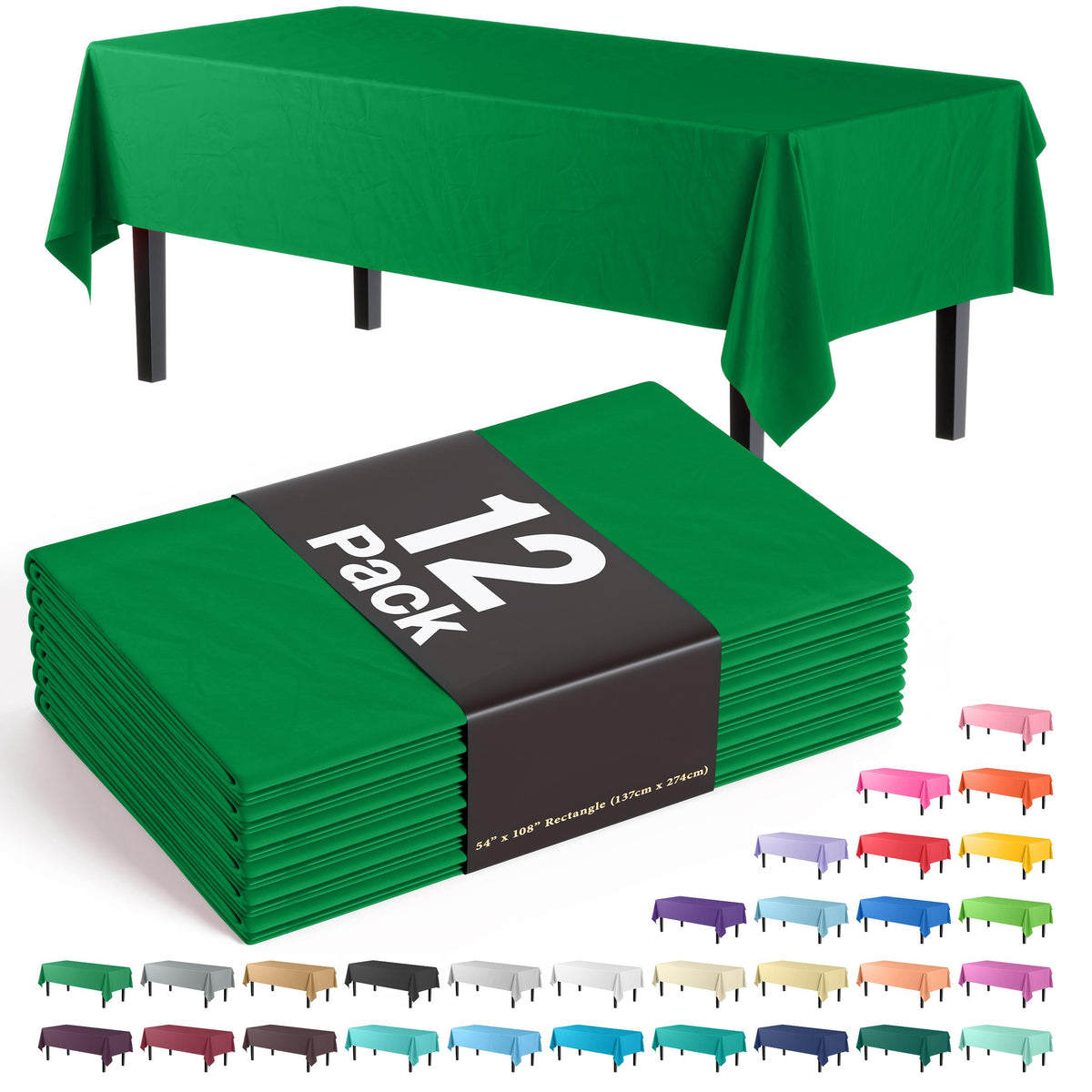 Premium Emerald Green Table Covers | 12 Pack